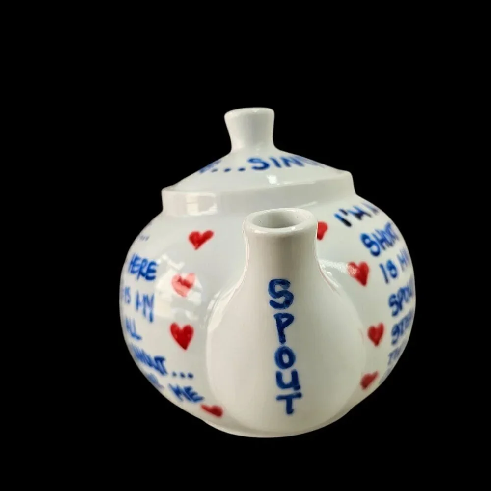 Omni Ware Ceramic Teapot Upcycled Hand Painted  Im a Lil Teapot  32 oz Capacity